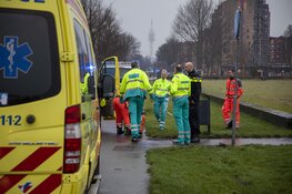 Traumahelikopter langs de Prins Bernhardlaan in Haarlem