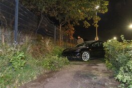 Tesla door heg tegen hekwerk na mislukte inhaalactie in Zandvoort