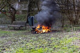 Scooter in brand in park Haarlem