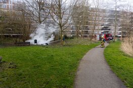 Scooter in brand in park Haarlem