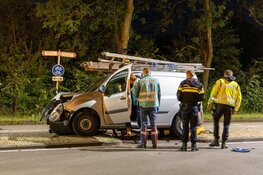 Bestuurder van bestelbusje rijdt straatmeubilair uit de grond in Haarlem