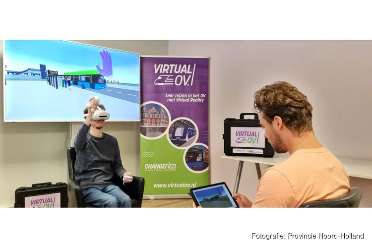 Zelfstandig leren reizen met de bus met een Virtual Reality-bril